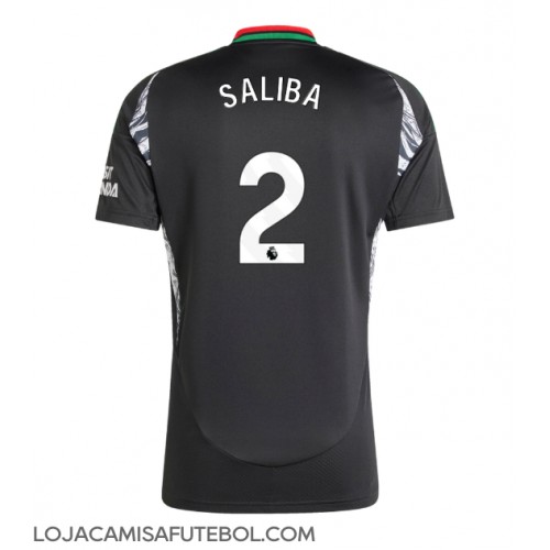 Camisa de Futebol Arsenal William Saliba #2 Equipamento Secundário 2024-25 Manga Curta